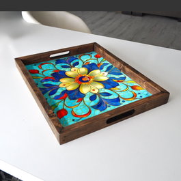Aberto Design REF017 Bandeja de Madera Maciza 48x38x4 cm para Decoración del Hogar